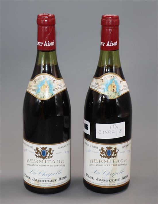 Two bottles of Paul Jaboulet Hermitage La Chapelle 	1979